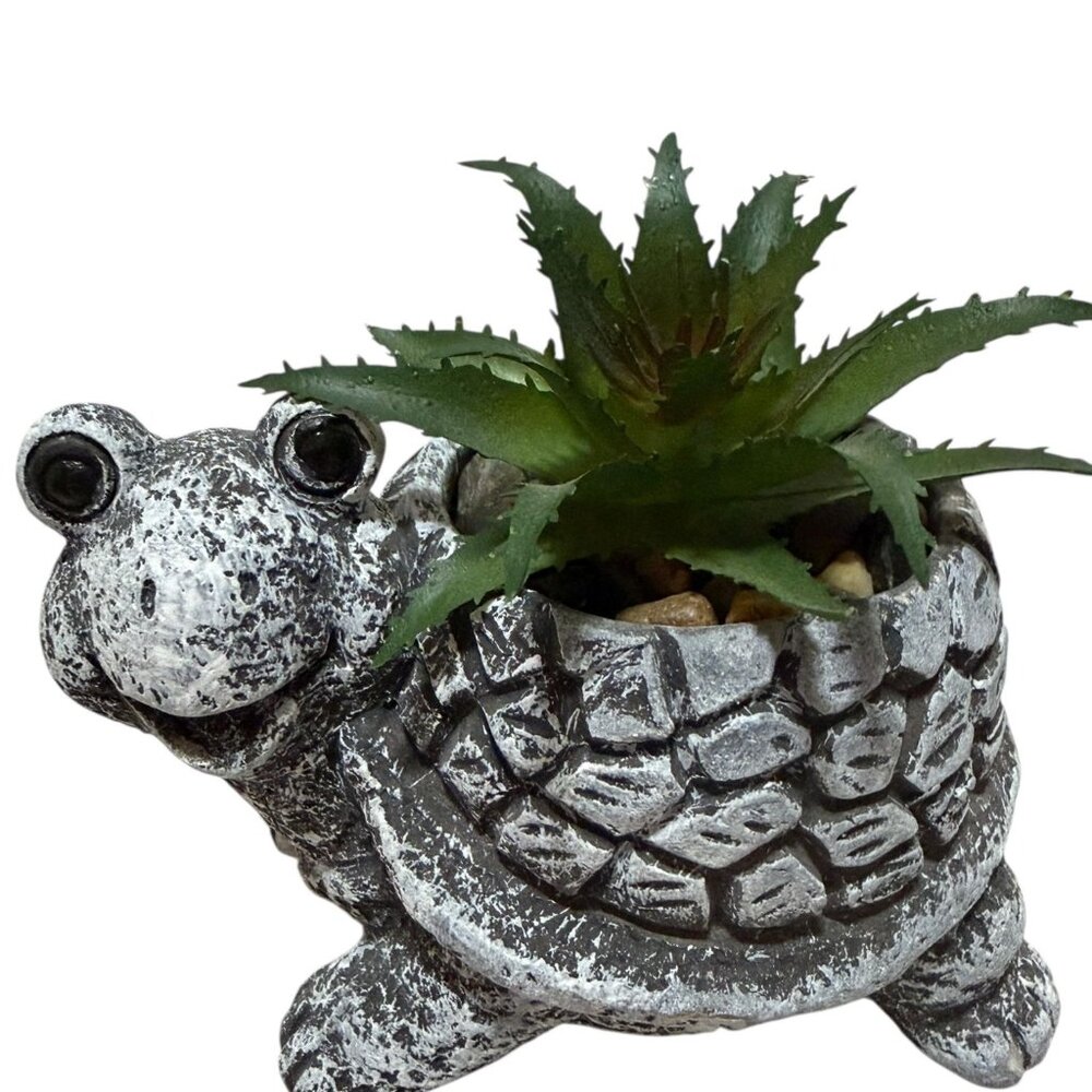 Turtle Faux Plant Holder Ceramic Figurine Set Decor - Picture 2 of 11